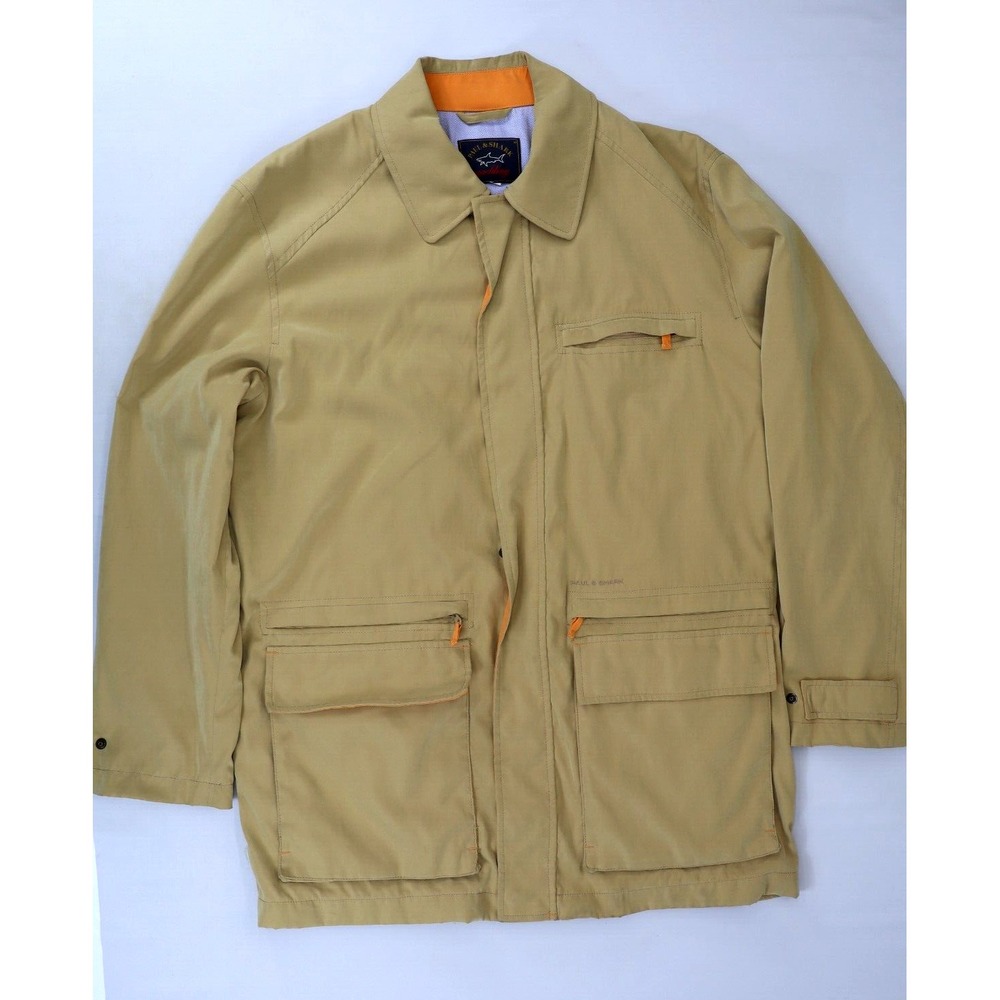 PAUL & SHARK Yachting Mens Light Jacket Coat Beige Size M EMW Shield Parka Khaki